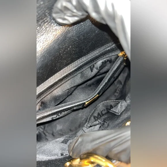 MCM Black Leather Mini Bucket Tote with Gold Hardware - Picture 6 of 11